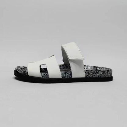 Hermès Couple Braided Black and White Slippers - Image 9