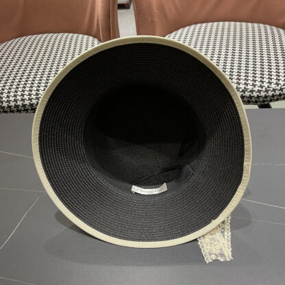 Dior Straw Flat Top Lace Sun Hat - Image 10