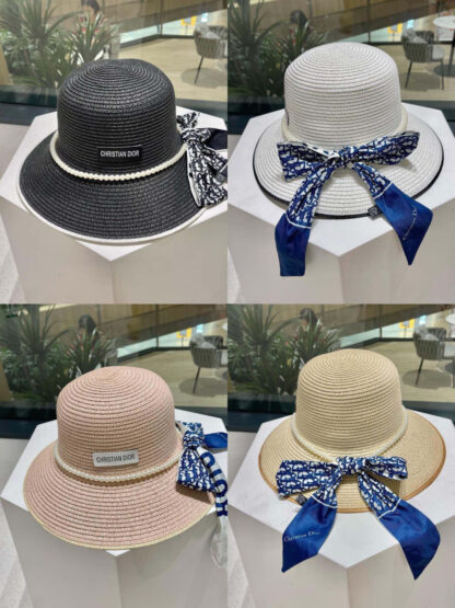 Dior bow ribbon straw hat - Image 10