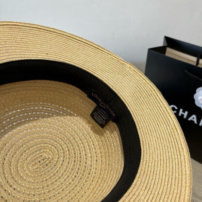 Louis Vuitton Gold and Straw Hat - Image 9