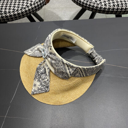 Dior raffia hat summer bow sun hat - Image 10