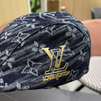 Louis Vuitton fashionable versatile denim jacquard beret breathable sun hat - Image 9