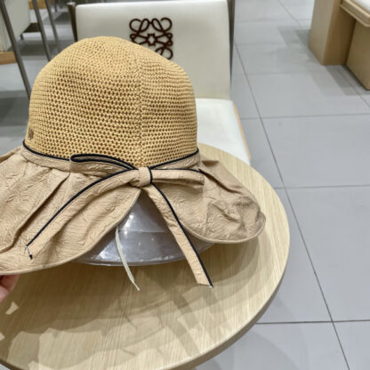 Hermes summer new knitted bow sun hat - Image 9