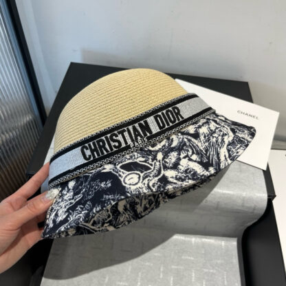 Dior fashion old flower pot hat straw hat - Image 10