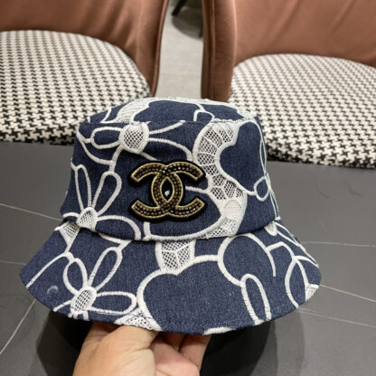 Chanel Spring and Summer Fashion All-match Embroidered Flower Bucket Hat - Image 9