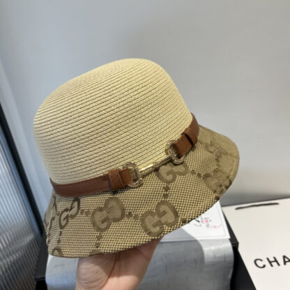 Gucci leather belt style straw hat - Image 9