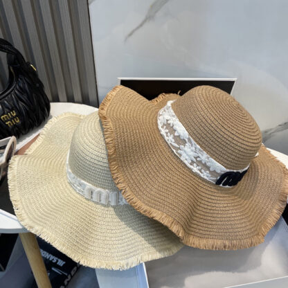 Miu Miu Straw Hat with Lace - Image 9