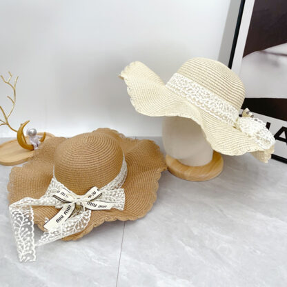 Miu Miu Straw Hat with Lace - Image 10