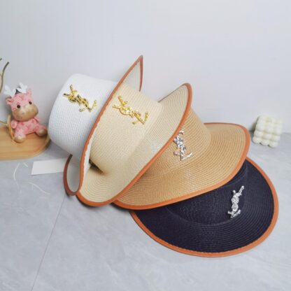 Yves Saint Laurent popular flat top straw hat - Image 9