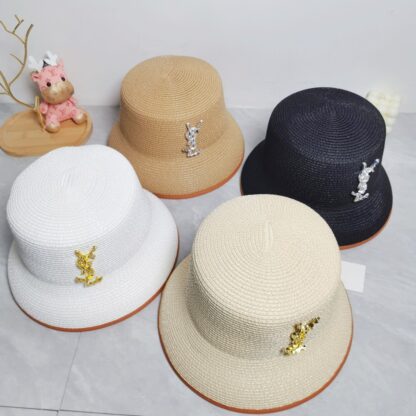 Yves Saint Laurent popular flat top straw hat - Image 9