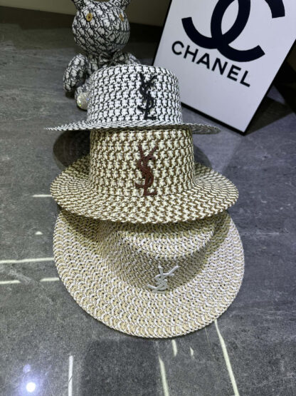 Yves Saint Laurent popular flat top straw hat - Image 9
