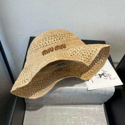 Miu Miu Simple Raffia Hat - Image 10
