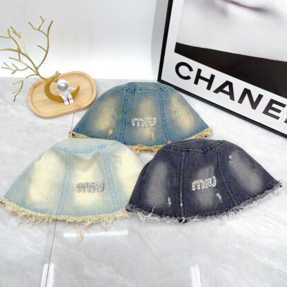 Miu Miu Simple Denim Bucket Hat for Men and Women - Image 10