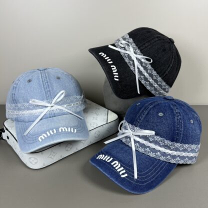 Miu Miu Delicate Bow Lace Baseball Cap - Image 10