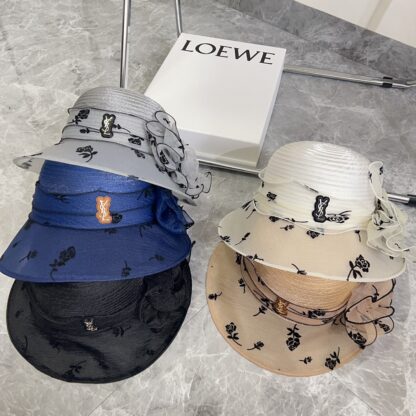 Yves Saint Laurent Organza Holiday Style Basin Hat Straw Hat - Image 9
