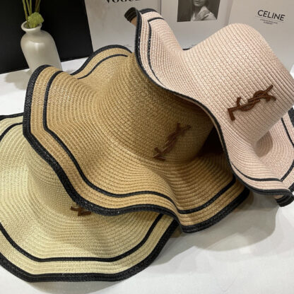 Yves Saint Laurent color matching lotus edge top hat basin hat straw hat - Image 9