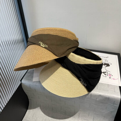 Prada Sun Visor Straw Hat - Image 9