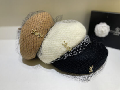 Yves Saint Laurent mesh wool beret - Image 8