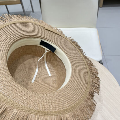 Prada new flat top tassel straw hat - Image 9