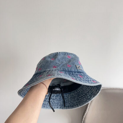 Saint Laurent contrast embroidered denim bucket hat - Image 8