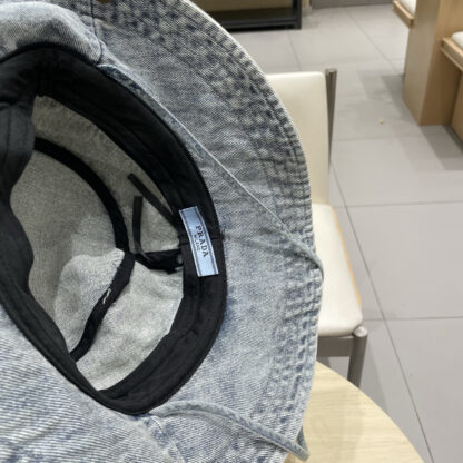 Prada new washed distressed denim bucket hat - Image 9