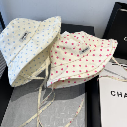 Miu Miu Casual Polka Dot Bucket Hat Sun Hat - Image 10
