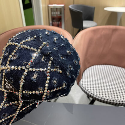 Prada summer fashion brand hole denim water brick retro hard baseball cap - Image 9