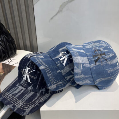 Calvin Kleinf washed distressed denim baseball cap - Image 9