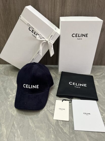 Cotton velvet baseball cap with Celine logo patch - Image 9