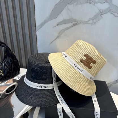Celine simple raffia densely woven straw hat - Image 9