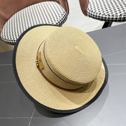 Celine summer flat top sun protection all-match senior straw hat - Image 9