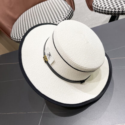 Celine summer flat top sun protection all-match senior straw hat - Image 9