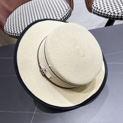 Celine summer flat top sun protection all-match senior straw hat - Image 9