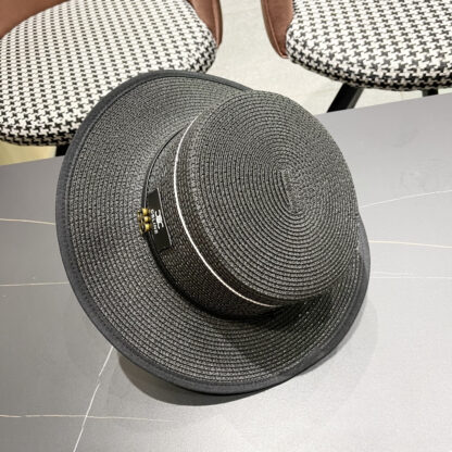 Celine summer flat top sun protection all-match senior straw hat - Image 9
