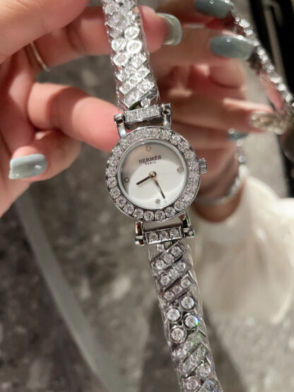 Hermes Rose Gold and Diamond Watch - Image 8