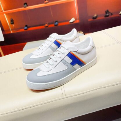 Hermes white and blue high-end men's low-top thick-soled casual sports shoes - Image 9