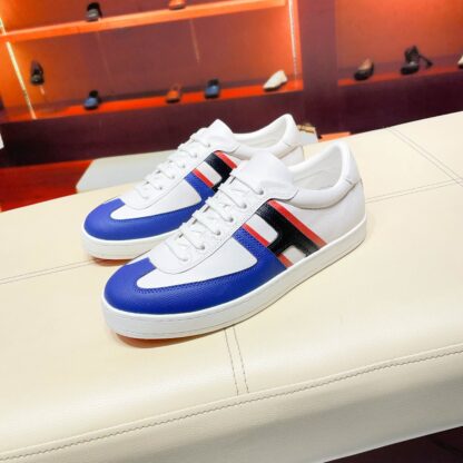 Hermès white and navy high-end men's low-top thick-soled casual sneakers - Image 9