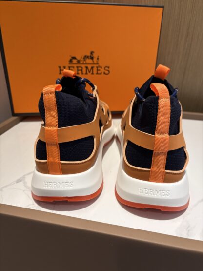 Hermes orange blue fashion simple casual sports shoes - Image 9