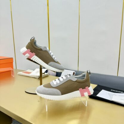 Hermès classic couple style gray-green color matching sports casual shoes - Image 9