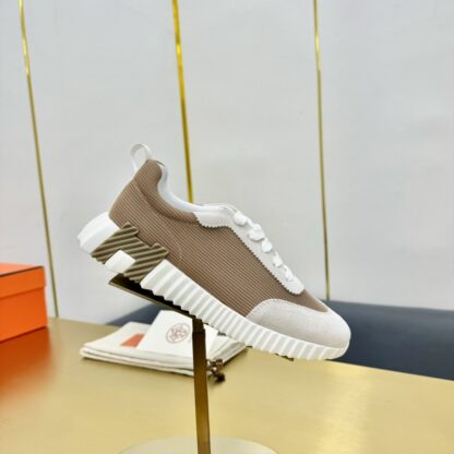 Hermès Spring and Summer Classic Couple Style Gray and Brown Colorblock Sports Casual Shoes - Image 9