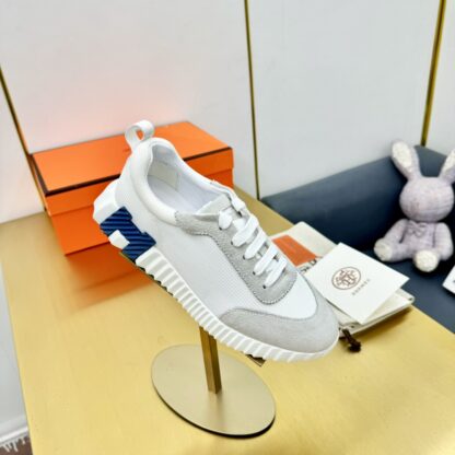 Hermès Spring and Summer Classic Couple Style Grey and Blue Colorblock Sports Casual Shoes - Image 9