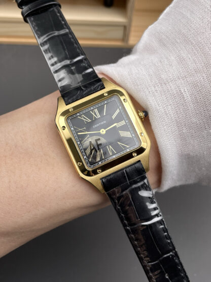 Cartier Santos black gold dial watch - Image 8