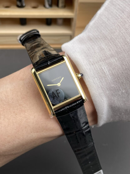 Cartier Tank Gold Black Dial Watch - Image 8