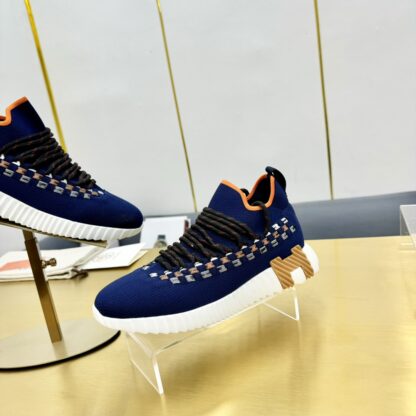 Hermès Spring and Summer Classic Couple Style British Blue and Black Colorblock Sports Casual Shoes - Image 9