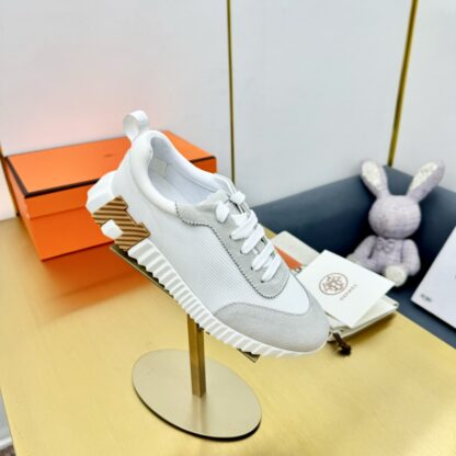 Hermes Spring and Summer Classic Couples British White, Gray and Black Colorblock Sports Casual Shoes - Image 9