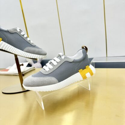 Hermès Spring and Summer Classic Couple Style British Gray and Yellow Colorblock Sports Casual Shoes - Image 9