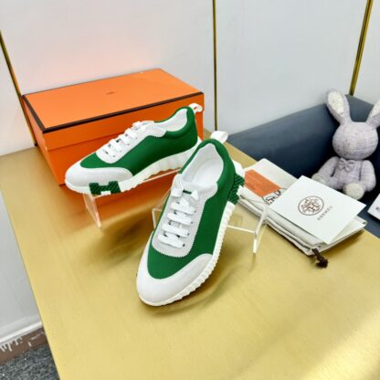 Hermès Spring and Summer Classic Couple Style British Green and Gray Colorblock Sports Casual Shoes - Image 9