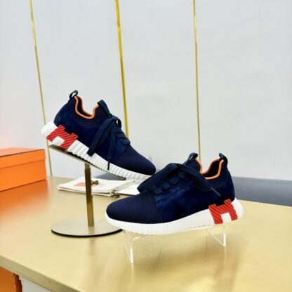Hermès Spring and Summer Blue and Red Couple Classic Sports Shoes - Image 9