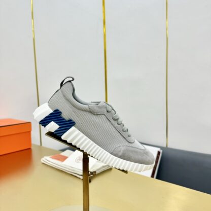 Hermès Spring and Summer Gray, White and Blue Colorblock Couple Classic Sports Casual Shoes - Image 9