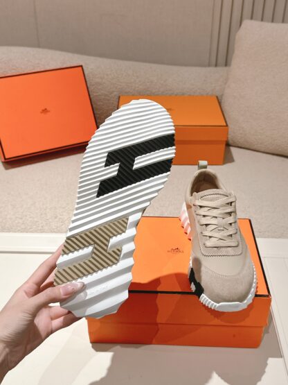 Hermes classic couple style gray brown comfortable casual sports dad shoes - Image 9